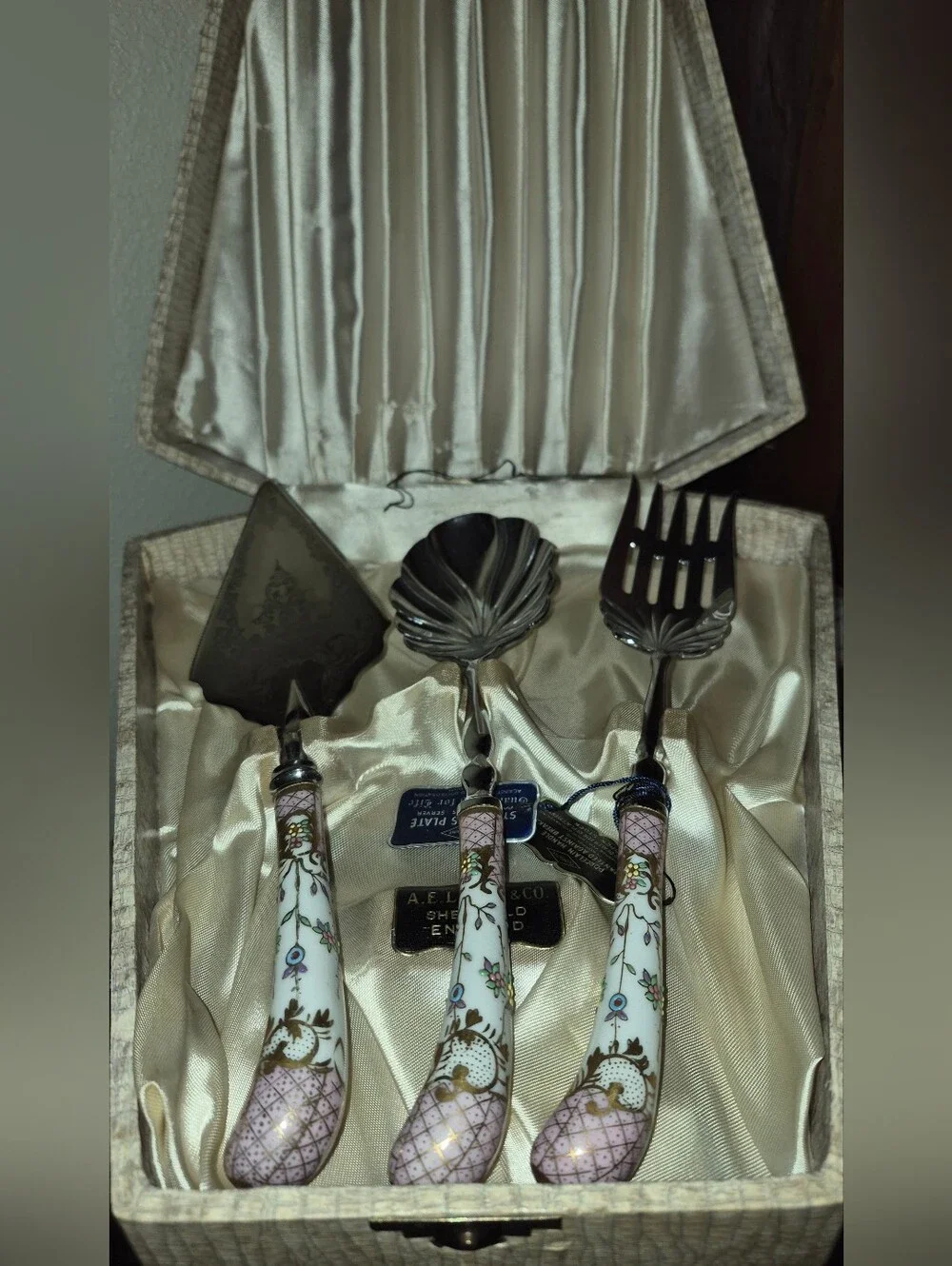 Vintage 3-Piece Serving Utensil Set by A.E. Lewis & Co. 